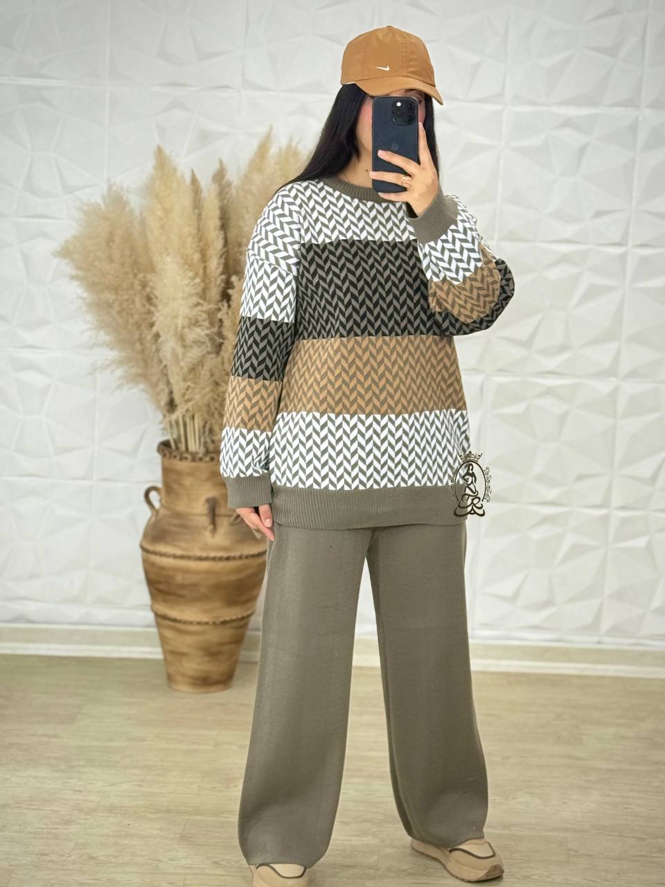 رنگ زیتونی ست بافت