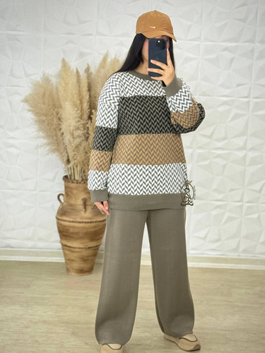 رنگ زیتونی ست بافت