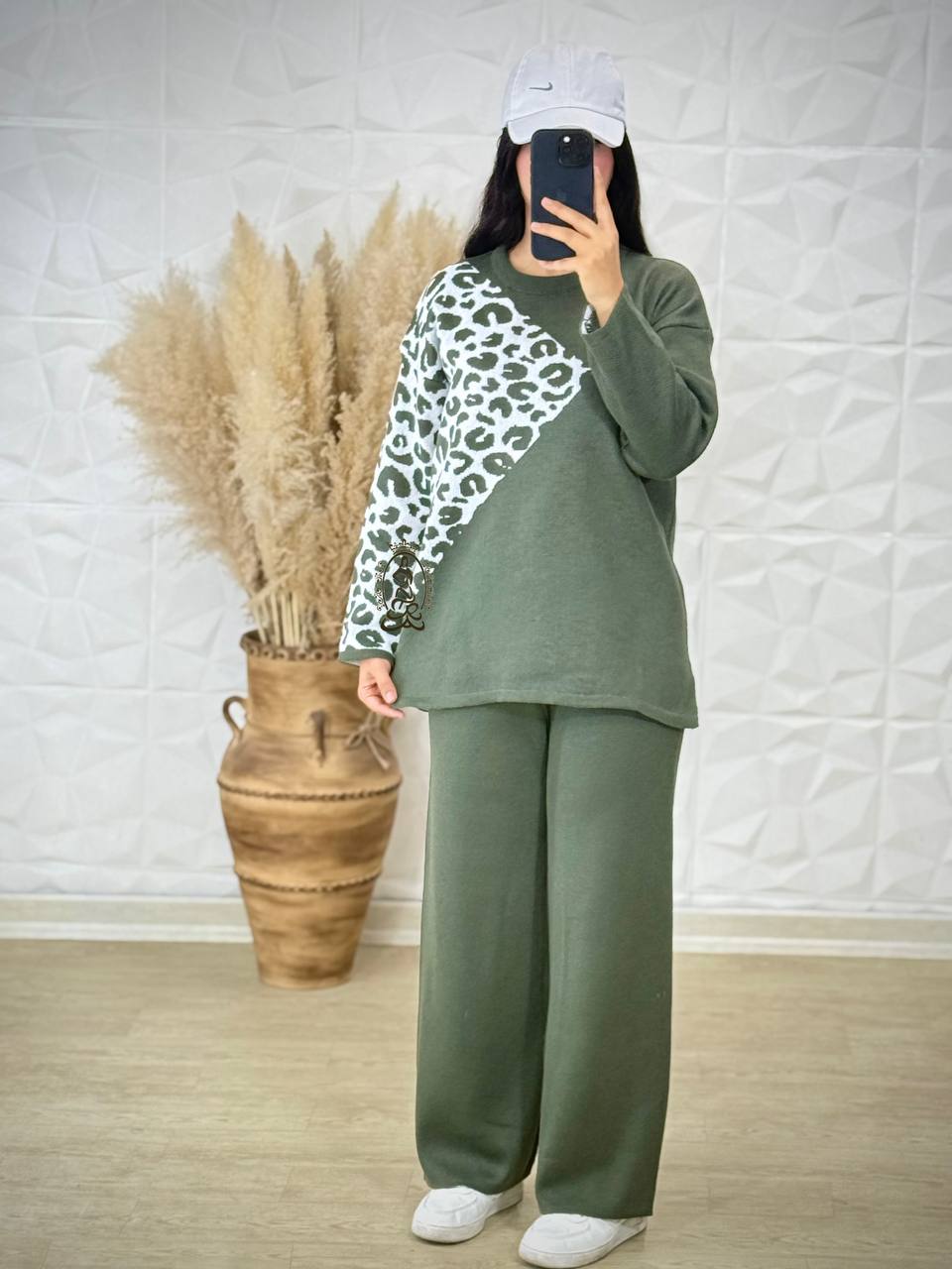 رنگ زیتونی ست بافت ترنم